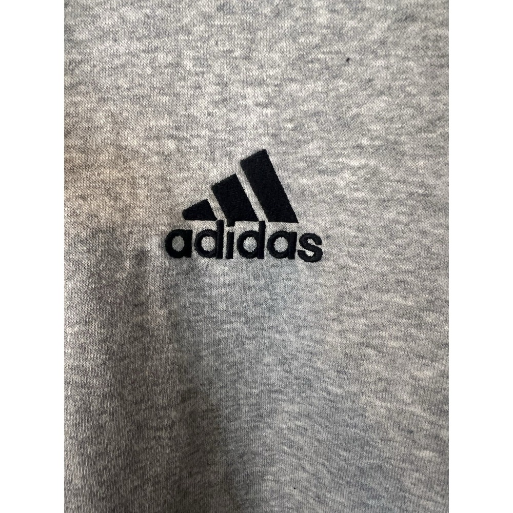 Adidas Sweatshirt Hoodie Mens Small Gray Drawstring Long Sleeve Logo Pullover - Picture 2 of 6